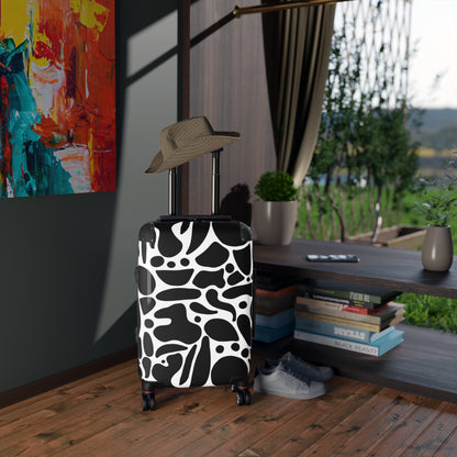 Trendy Abstract Black and White Suitcase – Stylish Travel Luggage for Modern Explorers