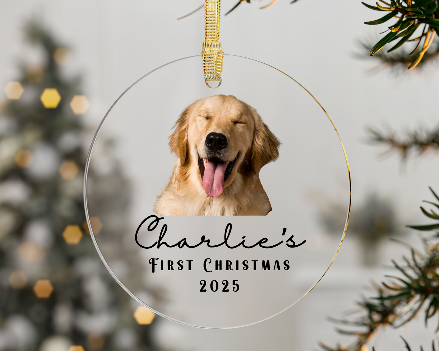 Personalized Pet Christmas Ornament - Dog Photo Ornament, Pet’s First Christmas 2025, Custom Pet Keepsake Gift for Dog Lovers
