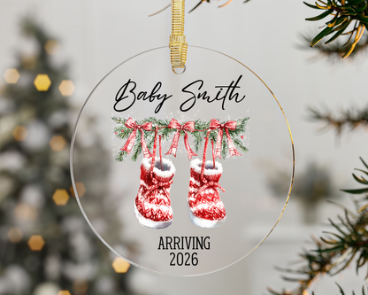 Personalized Baby Announcement Ornament – Christmas Pregnancy Reveal 2026, Baby’s First Christmas Gift, Coming Soon Ornament