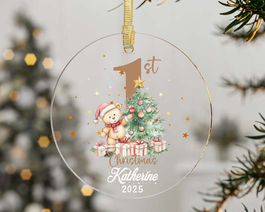Personalized Baby First Christmas Ornament 2025 – Custom Name Ornament, Newborn Keepsake, Christmas Gift, Baby Girl Ornament, Acrylic Ornament