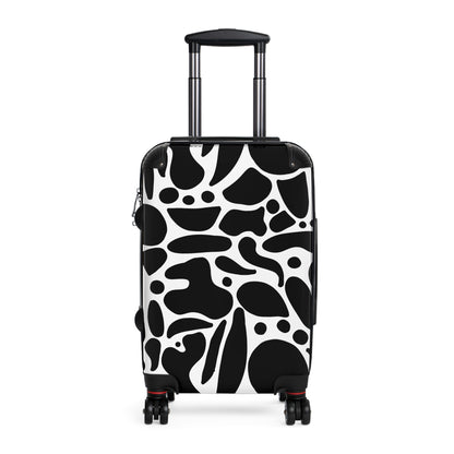 Trendy Abstract Black and White Suitcase – Stylish Travel Luggage for Modern Explorers