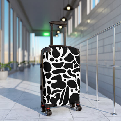 Trendy Abstract Black and White Suitcase – Stylish Travel Luggage for Modern Explorers