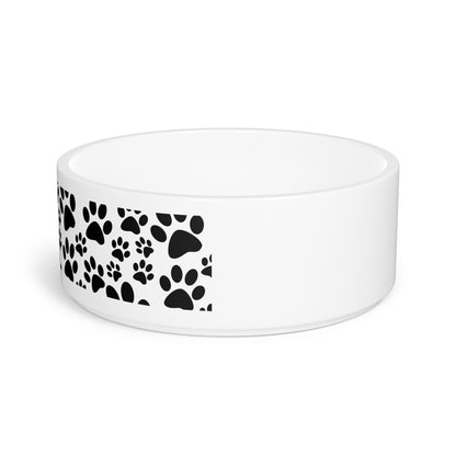 Stylish Black Paw Print Pet Bowl - Perfect for Dog and Cat Lovers