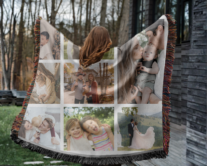 Personalized Photo Collage Blanket – Custom Woven Blanket, Family Picture Blanket, Couple Gift, Wedding or Anniversary Gift, Custom Text Blanket