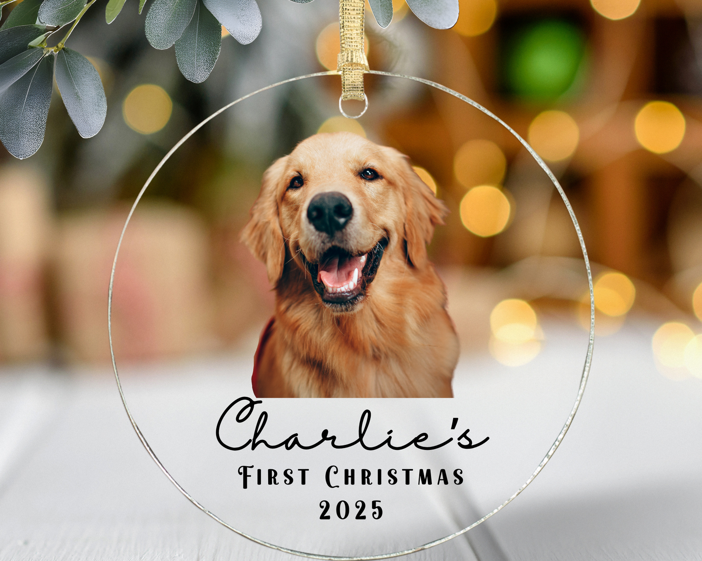 Personalized Pet Christmas Ornament - Dog Photo Ornament, Pet’s First Christmas 2025, Custom Pet Keepsake Gift for Dog Lovers