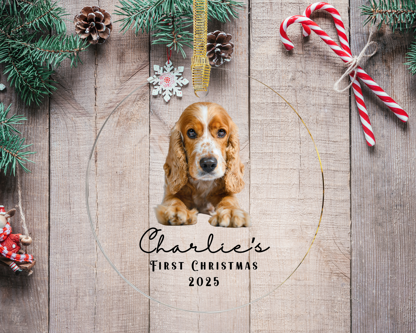 Personalized Pet Christmas Ornament - Dog Photo Ornament, Pet’s First Christmas 2025, Custom Pet Keepsake Gift for Dog Lovers