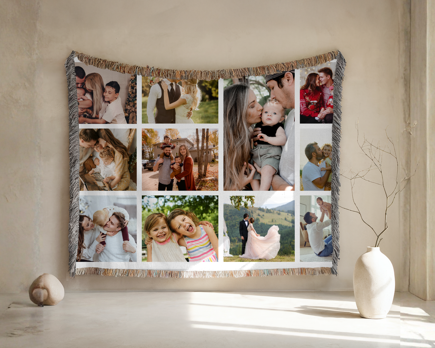 Personalized Photo Collage Blanket – Custom Woven Blanket, Family Picture Blanket, Couple Gift, Wedding or Anniversary Gift, Custom Text Blanket