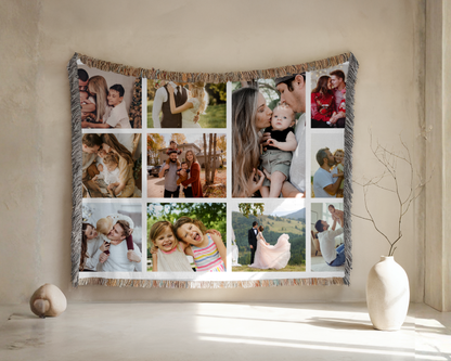 Personalized Photo Collage Blanket – Custom Woven Blanket, Family Picture Blanket, Couple Gift, Wedding or Anniversary Gift, Custom Text Blanket
