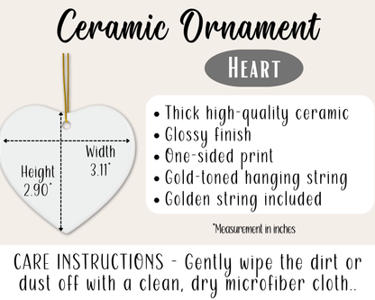 Personalized Long Distance Ornament – Custom State Map Ornament, Best Friend Ornament, Couple Christmas Gift, Long Distance Relationship Gift, Heart Ceramic Ornament