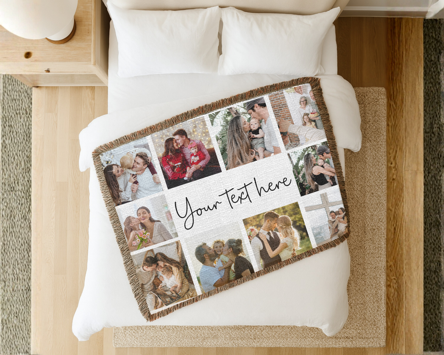 Personalized Photo Collage Blanket – Custom Woven Blanket, Family Picture Blanket, Couple Gift, Wedding or Anniversary Gift, Custom Text Blanket