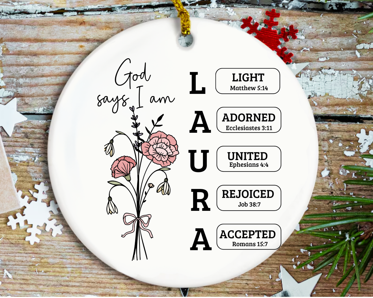 Christian Ornament, God Says I Am Personalized Ornament, Bible Verse Ornament, Faith Gift, Christian Christmas Ornament, Religious Gift for Women, Ceramic Ornament